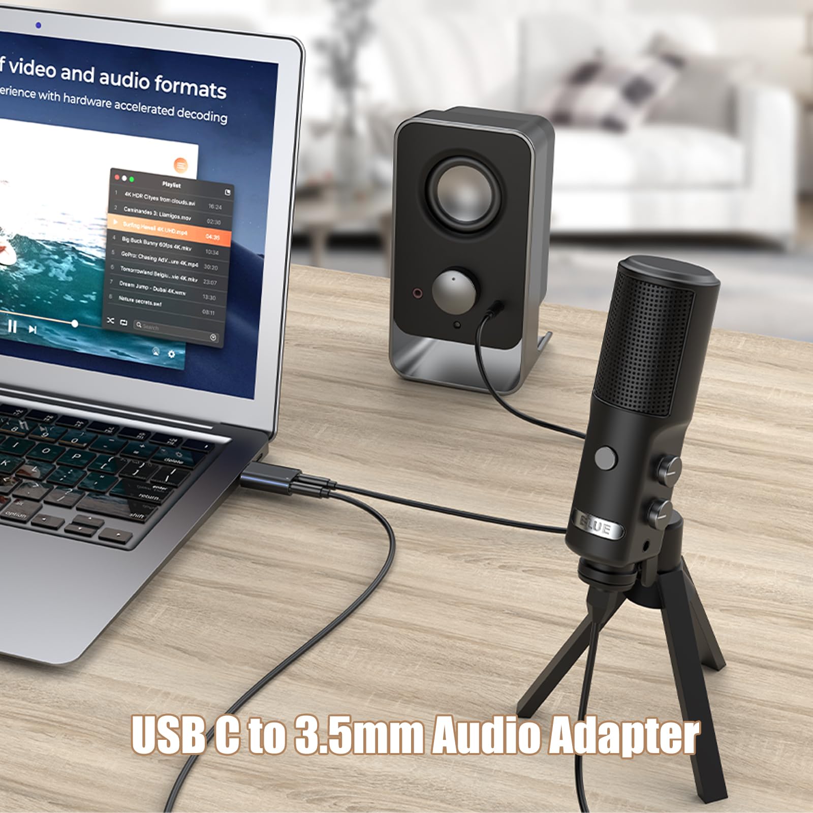 Verilux USB C Sound Card for Stereo Audio and Mic Use | 3.5mm Adapter 3PCS Set