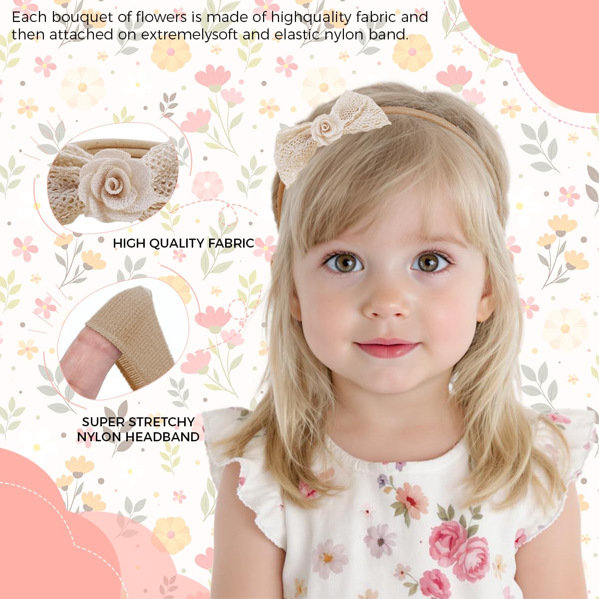 SNOWIE SOFT Hair Bands for Baby Girls 0–24 Months with Soft Nylon Bows | 3 Pcs Set