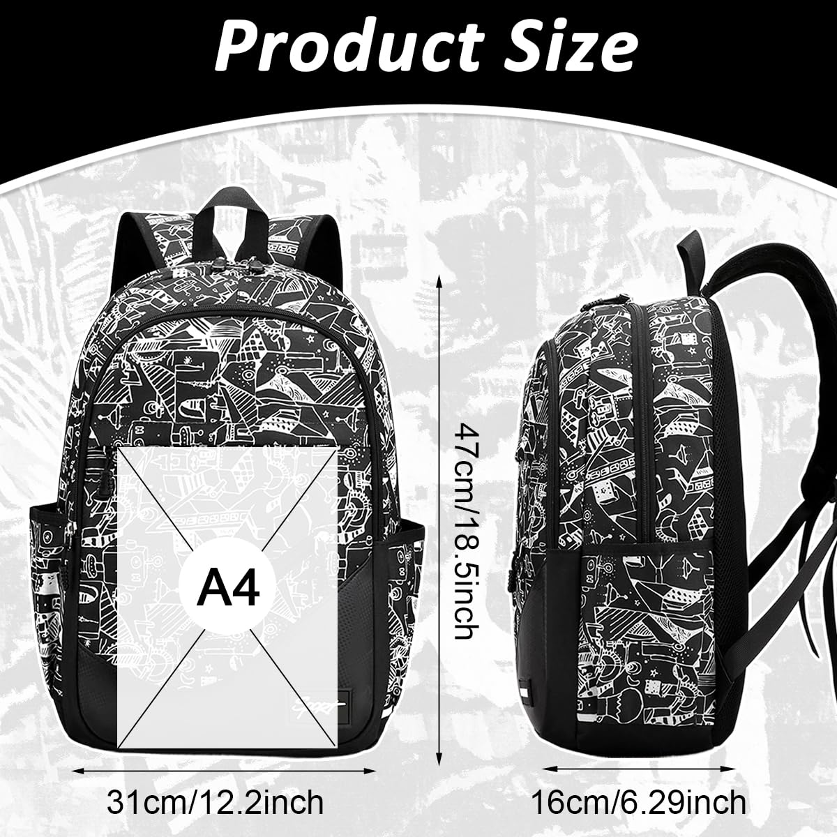 GUSTAVE Backpack for College and Travel with 16-Inch Capacity and Dual Carry Options | Black Nylon