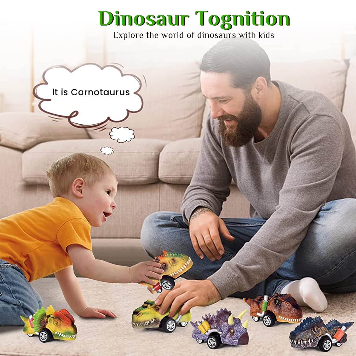 PATPAT® 6PCS Kids Dinosaur Toys Pull Back Cars, Color Dinosaur Car Toy Set, Dinosaur Car Toys for 2 3 4 5 Year Old Boys Girls, Boy Toys for 3-5 Years Old, Kids Christmas Birthday Gift