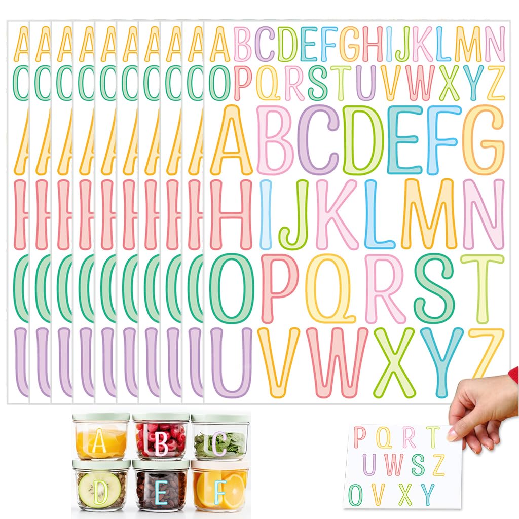 HASTHIP® 10 Sheets Letter Stickers 2 inches /1Inch Color Alphabet Stickers Multicolor Alphabet Stickers for Bulletin Board DIY Crafts Art Making, Scrapbook Pages, Greeting Cards