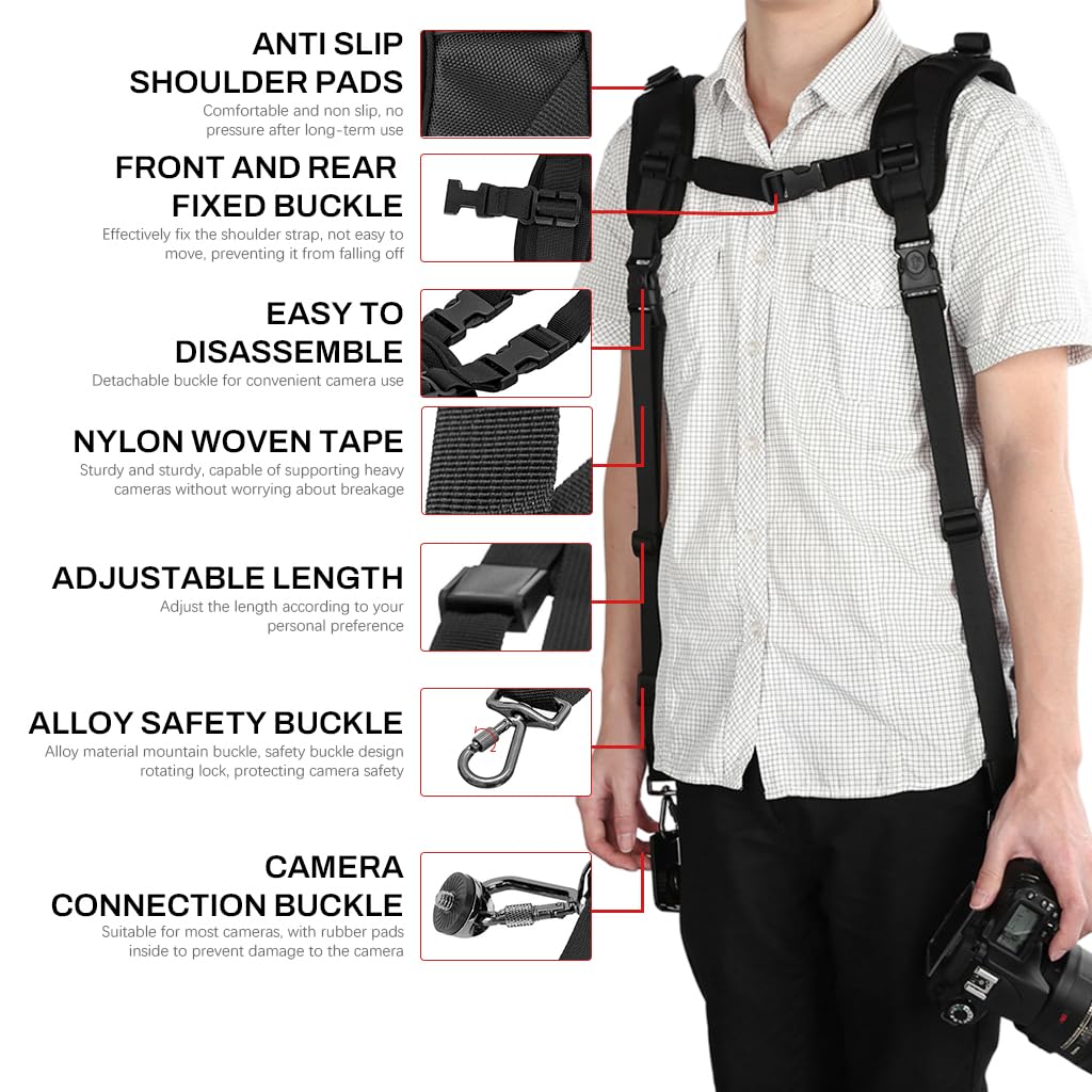 ZORBES DSLR Camera Harness Strap for Dual Camera Use with Quick Release System | Classic Tan