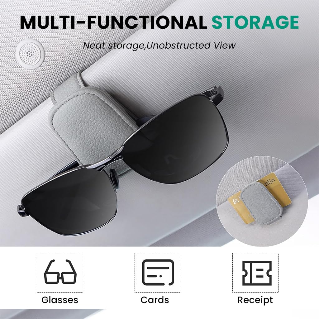 Zibuyu Car Sunglasses Holder 2 Pcs for Visor with Back Clip Design | Easy Access & Stable Grip