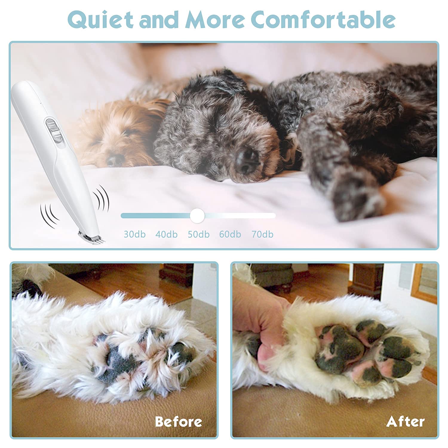 HASTHIP Dog Paw Hair Trimmer for Grooming with 2 Speed Low Noise Motor & Safe Ceramic Blade