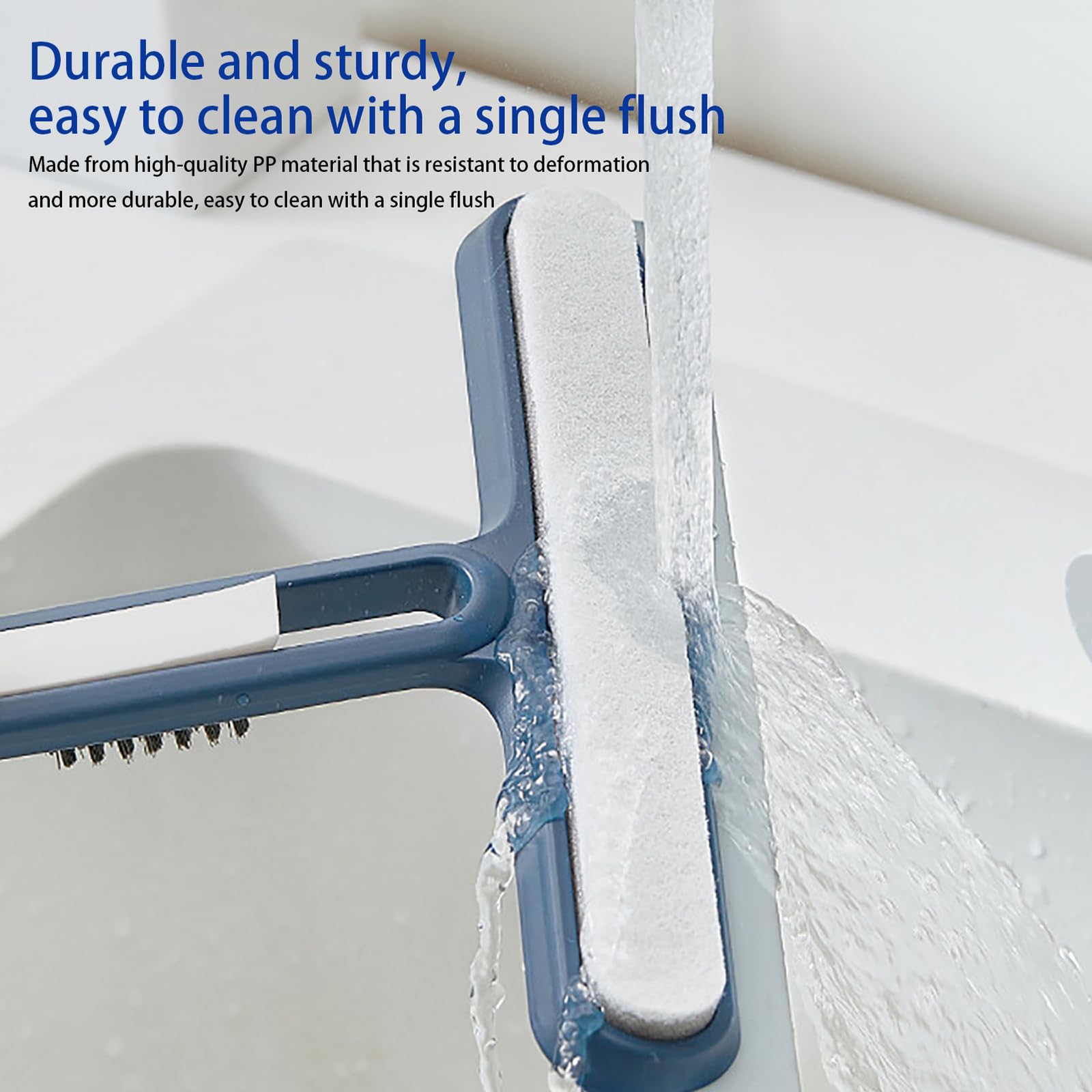 HASTHIP Glass Cleaning Wiper for Windows and Mirrors featuring DualSided Design with Ergonomic Handle | BlueWhite 4in1 Set for Home Office & Car