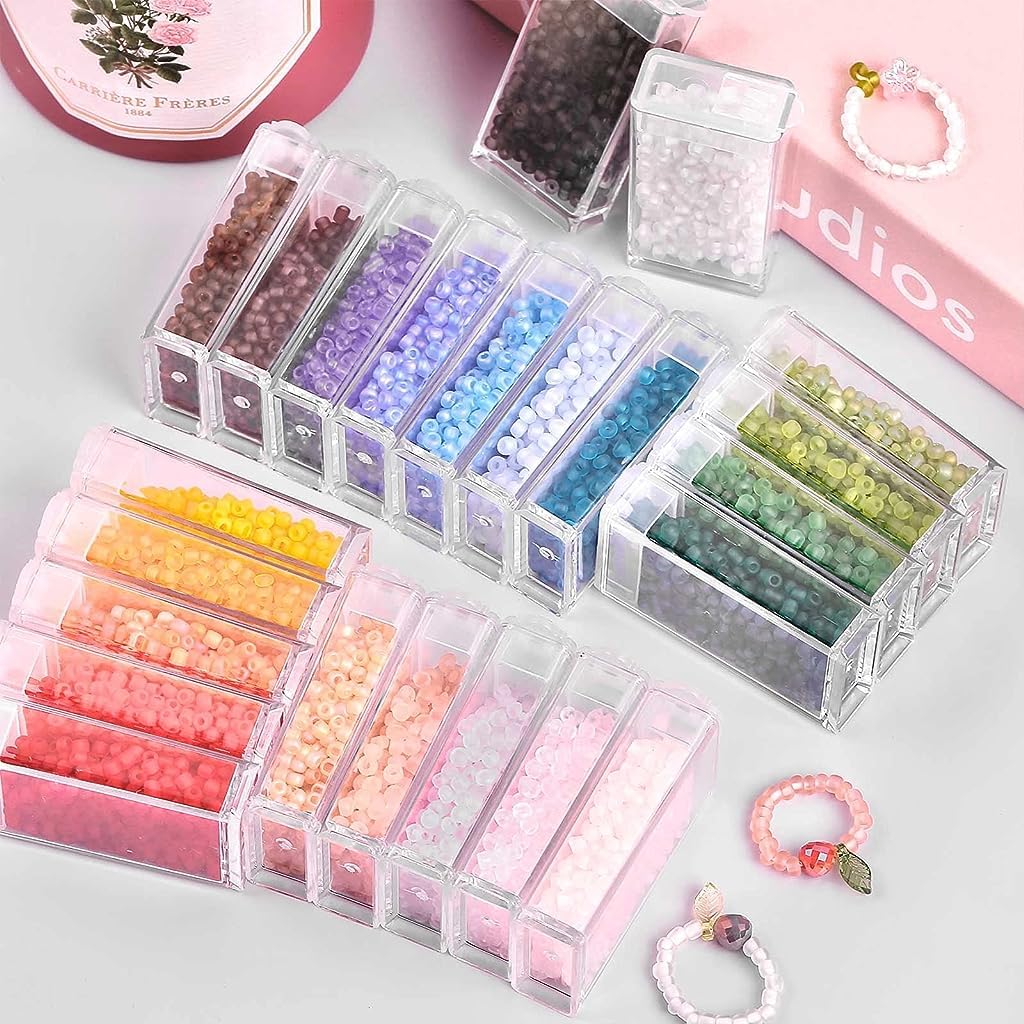 ZIBUYU Diamond Painting Storage Box 64 Slots with 64 Labels Individual Beads for DIY Art Craft Jewelry Beads Organizer Accessories Jewelry, Rhinestones