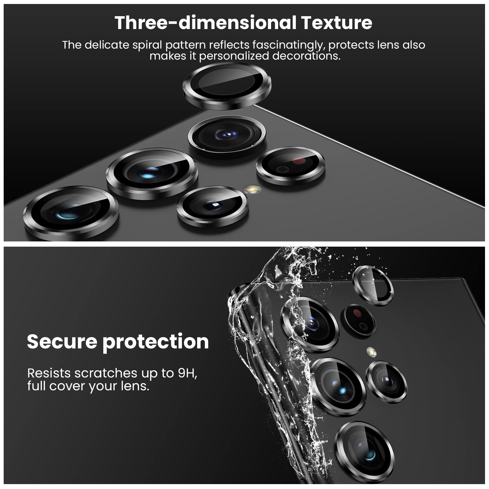ZORBES Lens Protector for Galaxy S22 Ultra featuring Metal Anti Scratch Cover in Yaoye Black