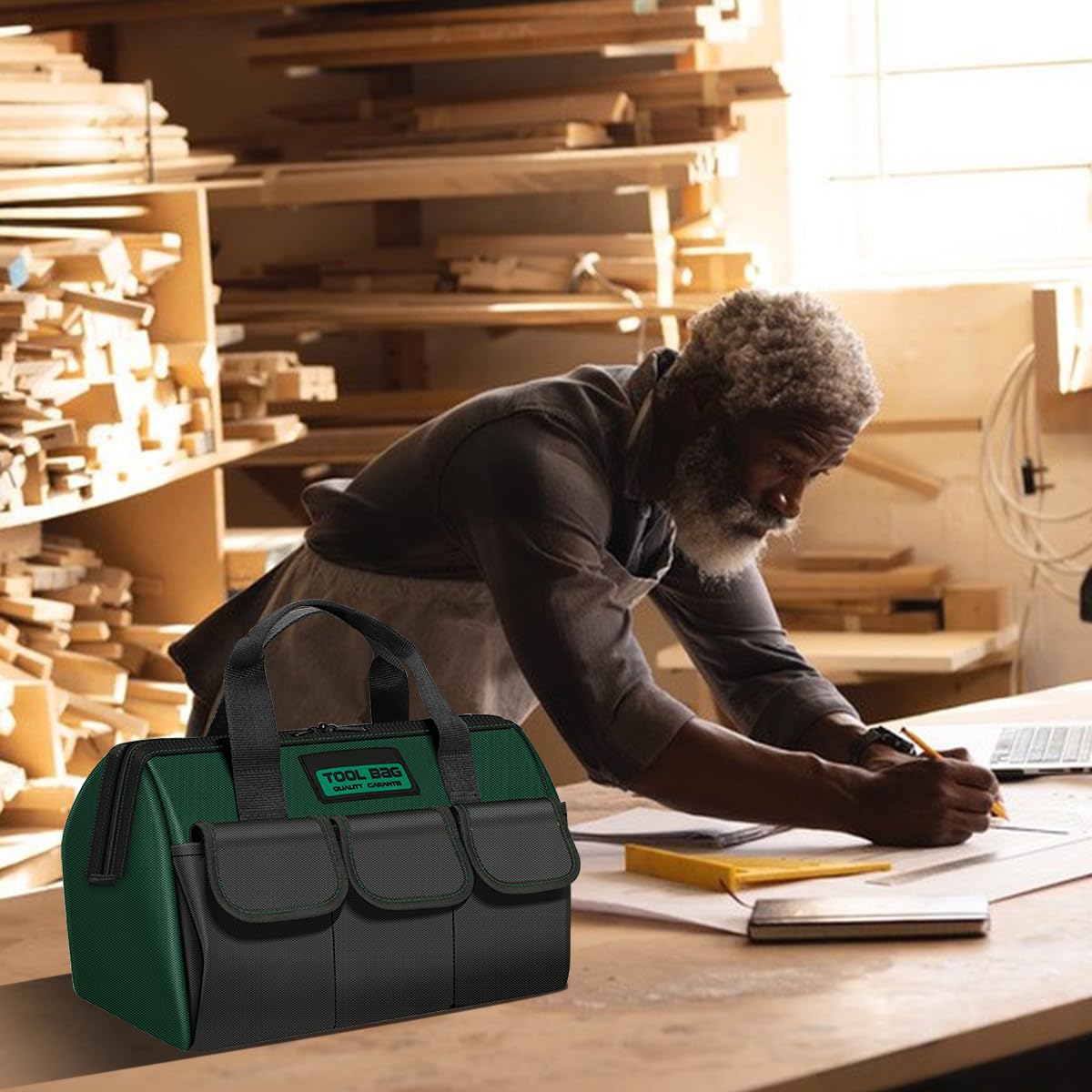 Serplex Tool Bag for Electricians and Plumbers with 8 Pockets 33x21x25 cm | 1680D Oxford Base