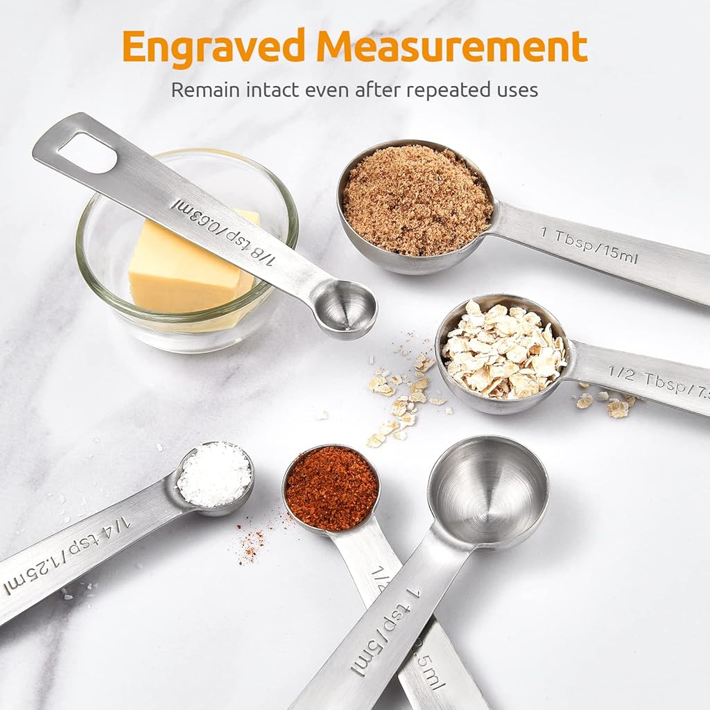 ZIBUYU® Measuring Spoons Set Stainless Steel for Baking Precisely Cooking Measurement Kitchen Set of 6 3PCS