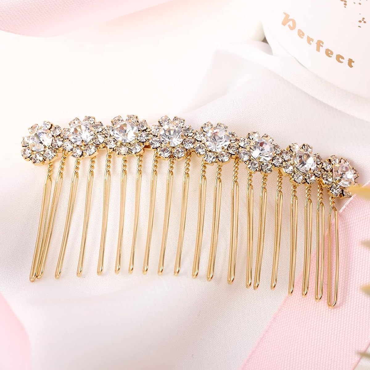 PALAY Hair Comb Clip for Women featuring Rhinestone Flower Design 3Pcs Alloy Set | Wedding and Party Headpiece