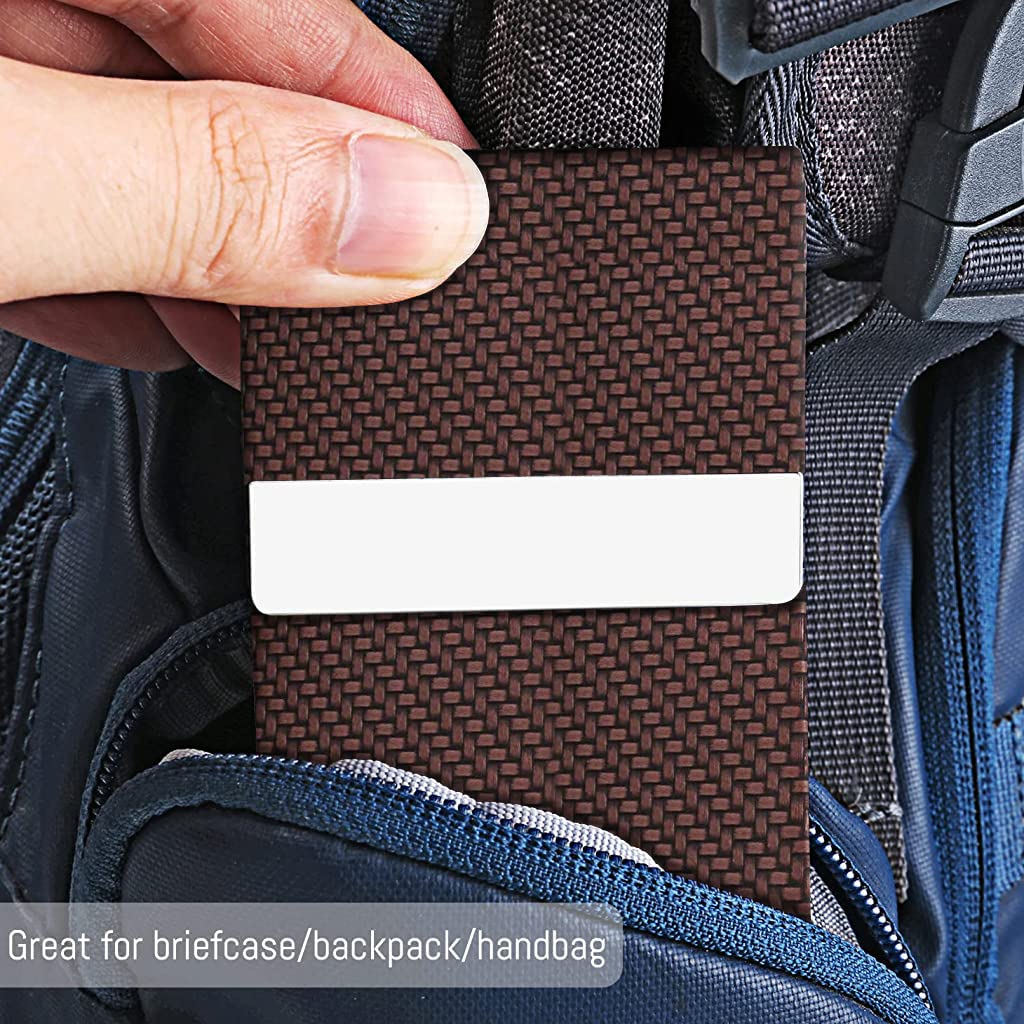 Zibuyu Business Card Holder for Pocket with Magnetic Clasp 6×9.5 cm PU Leather Brown