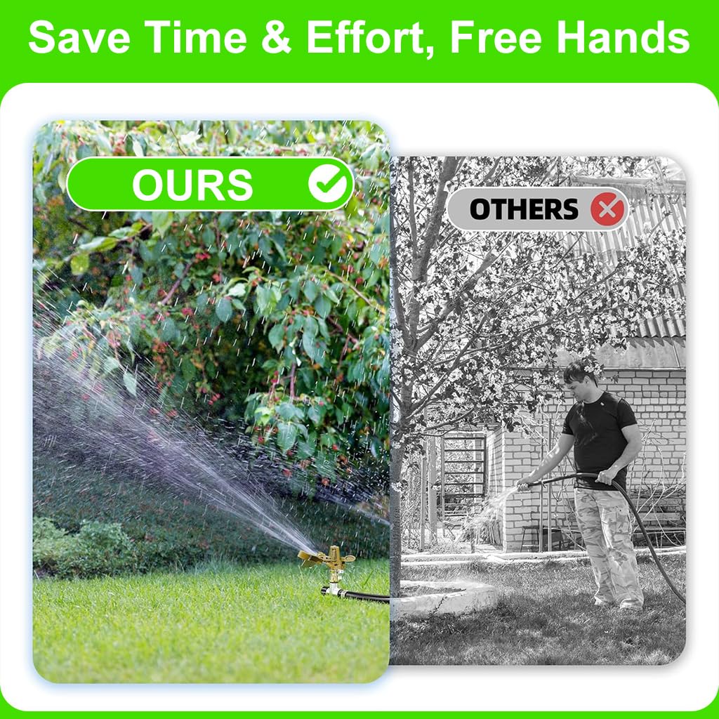 ORTIZA Garden Rotating Water Sprinkler for Lawn and Flower Bed with 360° Adjustable Zinc Alloy Nozzle