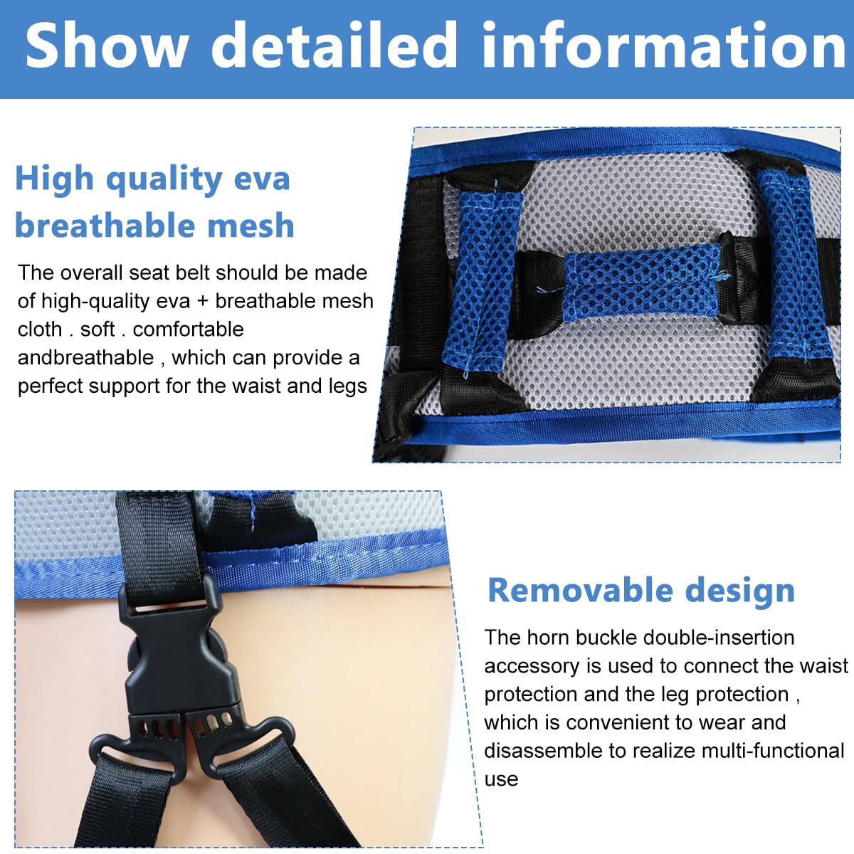 HANNEA Transfer Belt for Elderly Assistance with Quick Release Buckle and Leg Loops featuring Adjustable 75–110 cm Waist | EVA Mesh Fabric Support