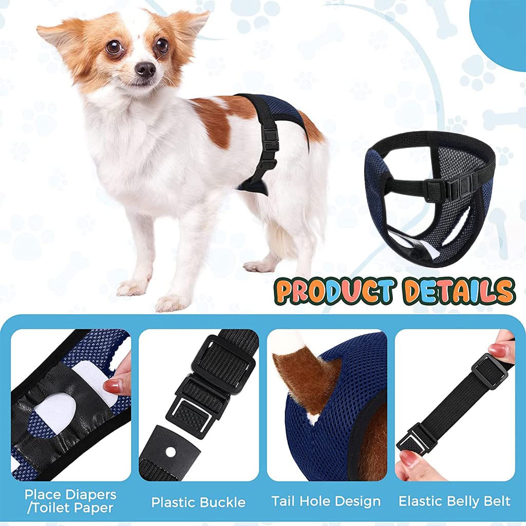 Qpets Pet Diapers for Female Dogs featuring 3 Absorption Cotton Pads and Breathable Mesh Fabric 3PCS