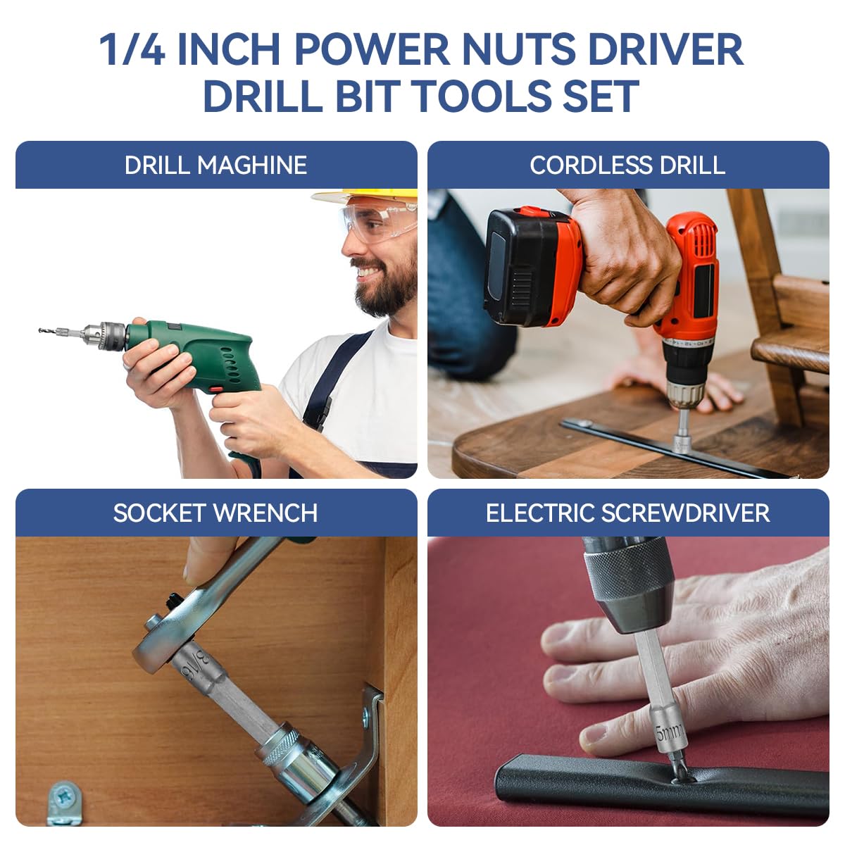 Serplex Power Nuts Driver Drill Bit Tools Set 69PCS with 1/4 Inch Hex Shank for Electric Drills