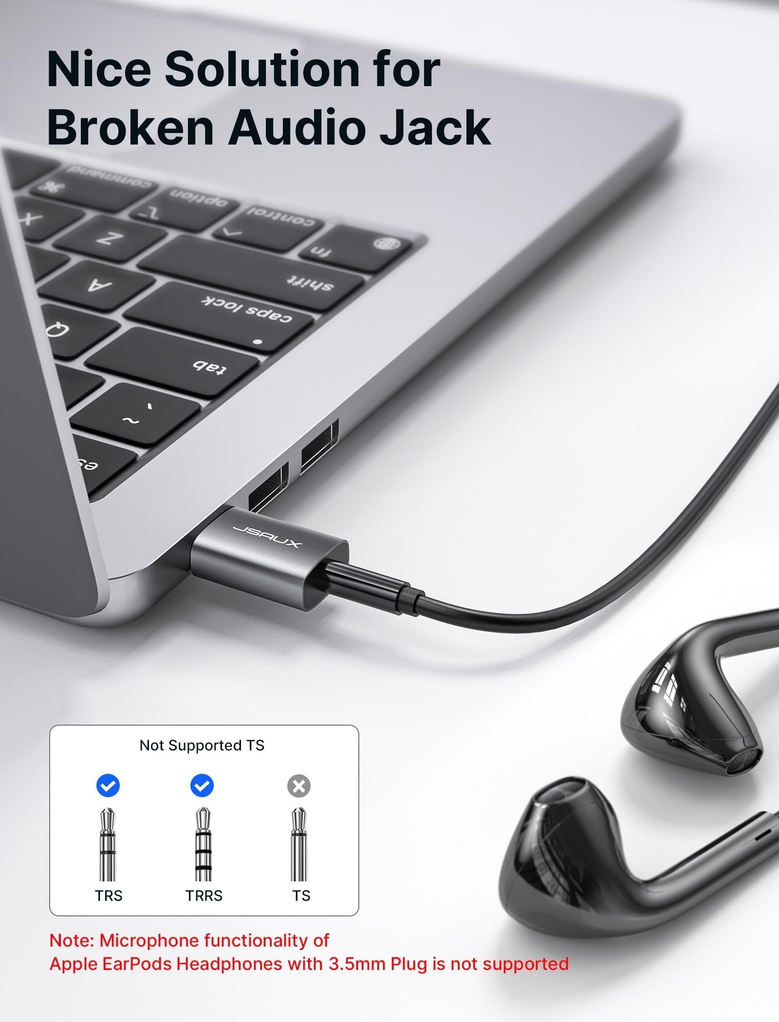 JSAUX USB Sound Card for PC and Laptop with Advanced Audio Chip | 2 Pack Plug and Play Adapter