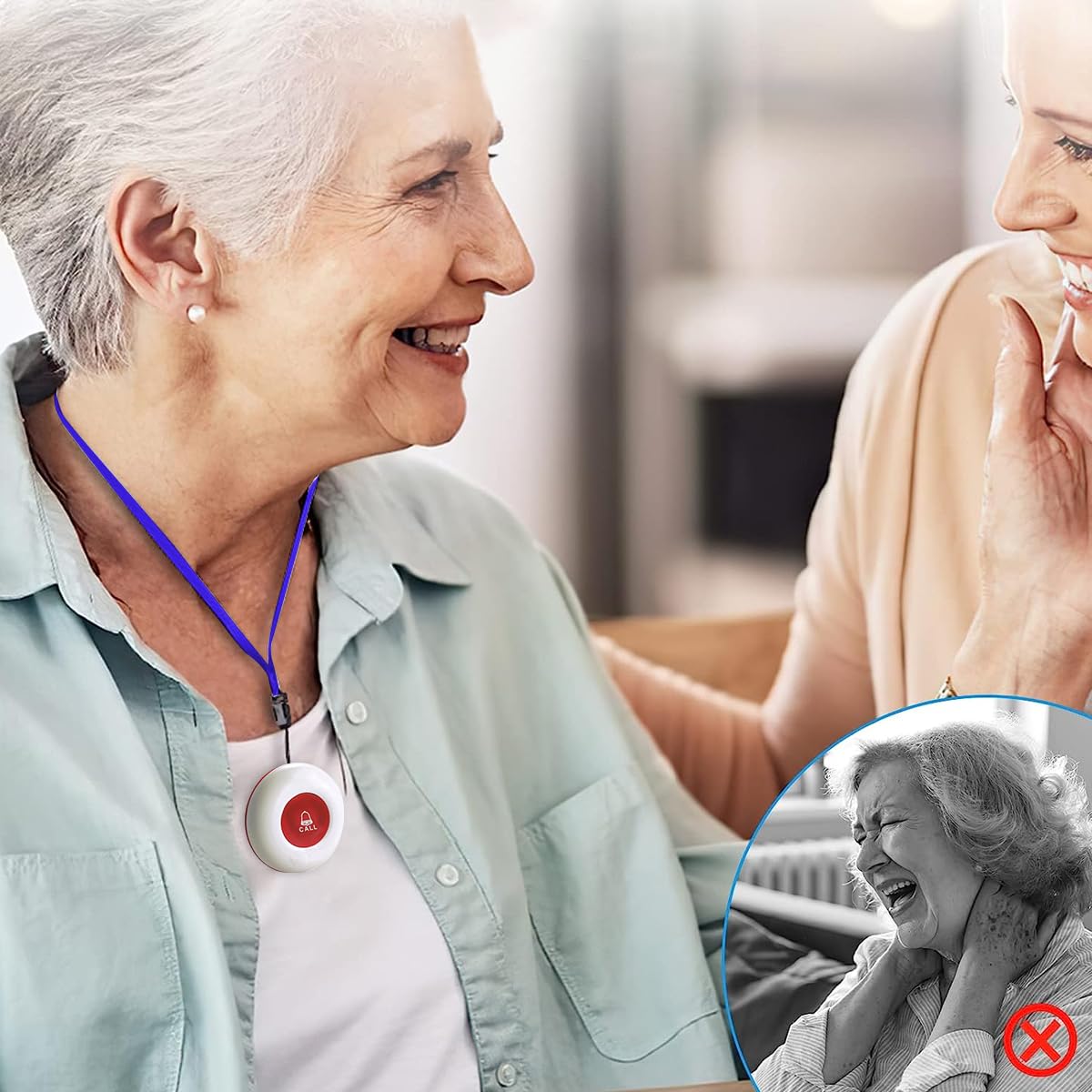 Supvox Wireless Call Buttons for Elderly Monitoring with 1148 ft Range and LED Flash Alert | 2 Transmitters and 1 Receiver