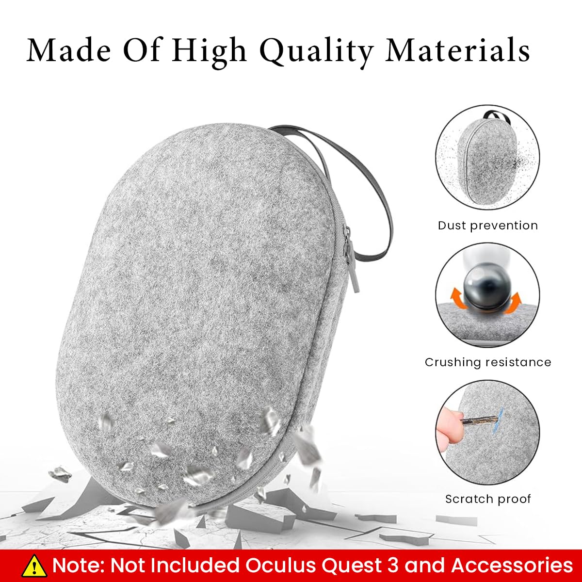 ZORBES Carry Bag for Oculus Quest 3 with 34×16×20 cm Hard Felt Shell | Anti‑Scratch Travel Case