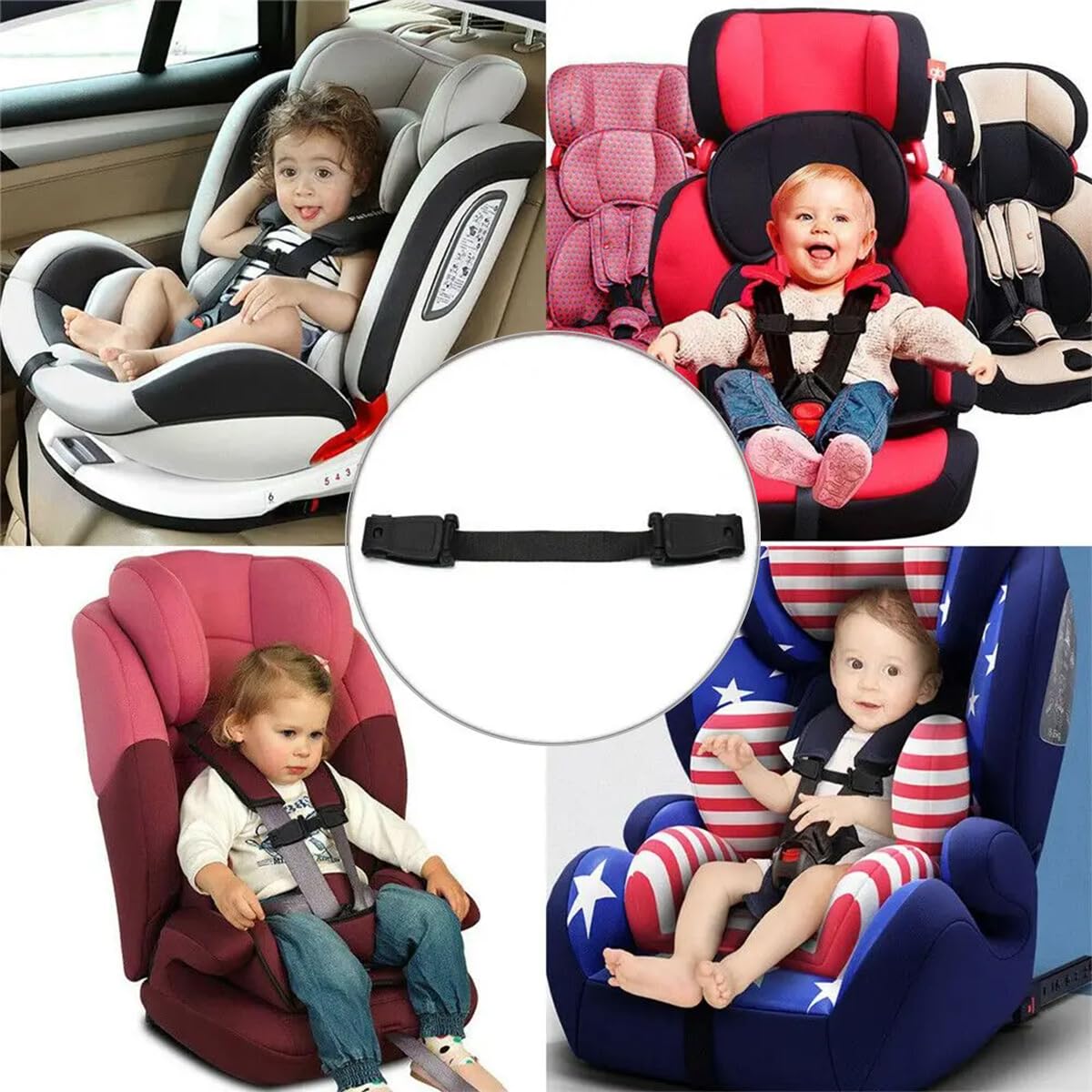 SNOWIE SOFT Safety Buckle Strap for Child Car Seat featuring Quick Release Clips | Secure Chest Harness for Baby Strollers