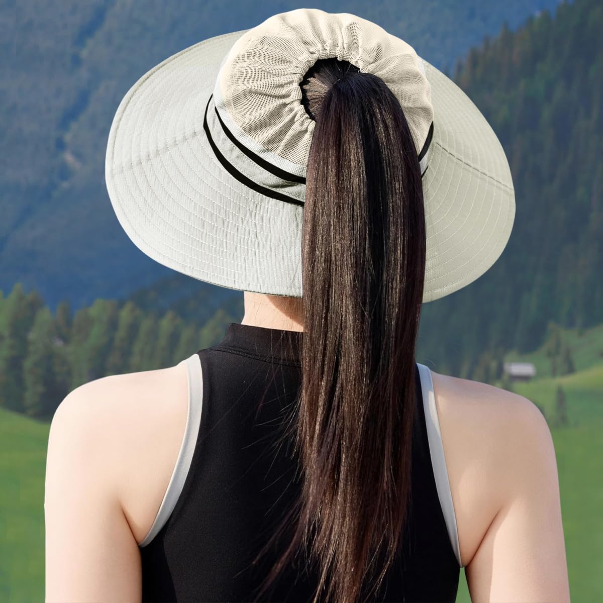 Zibuyu Women's Hiking Hat for Outdoor Sun Protection with 9cm Wide Brim and Mesh Design | Quick Dry UPF 50 Beige