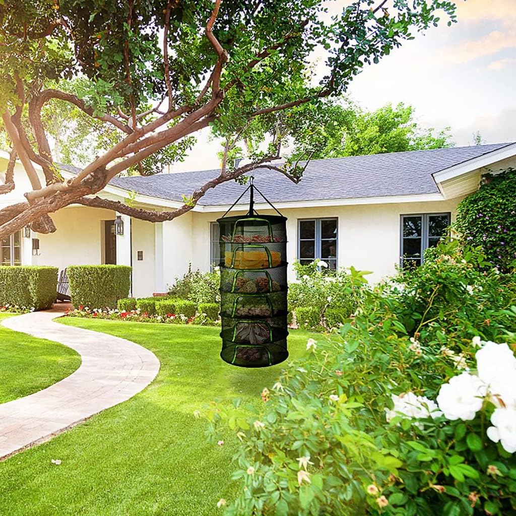 HASTHIP Herb Drying Rack for Herbs and Plants with 6 Layer 60cm Mesh Net | Black Foldable Design