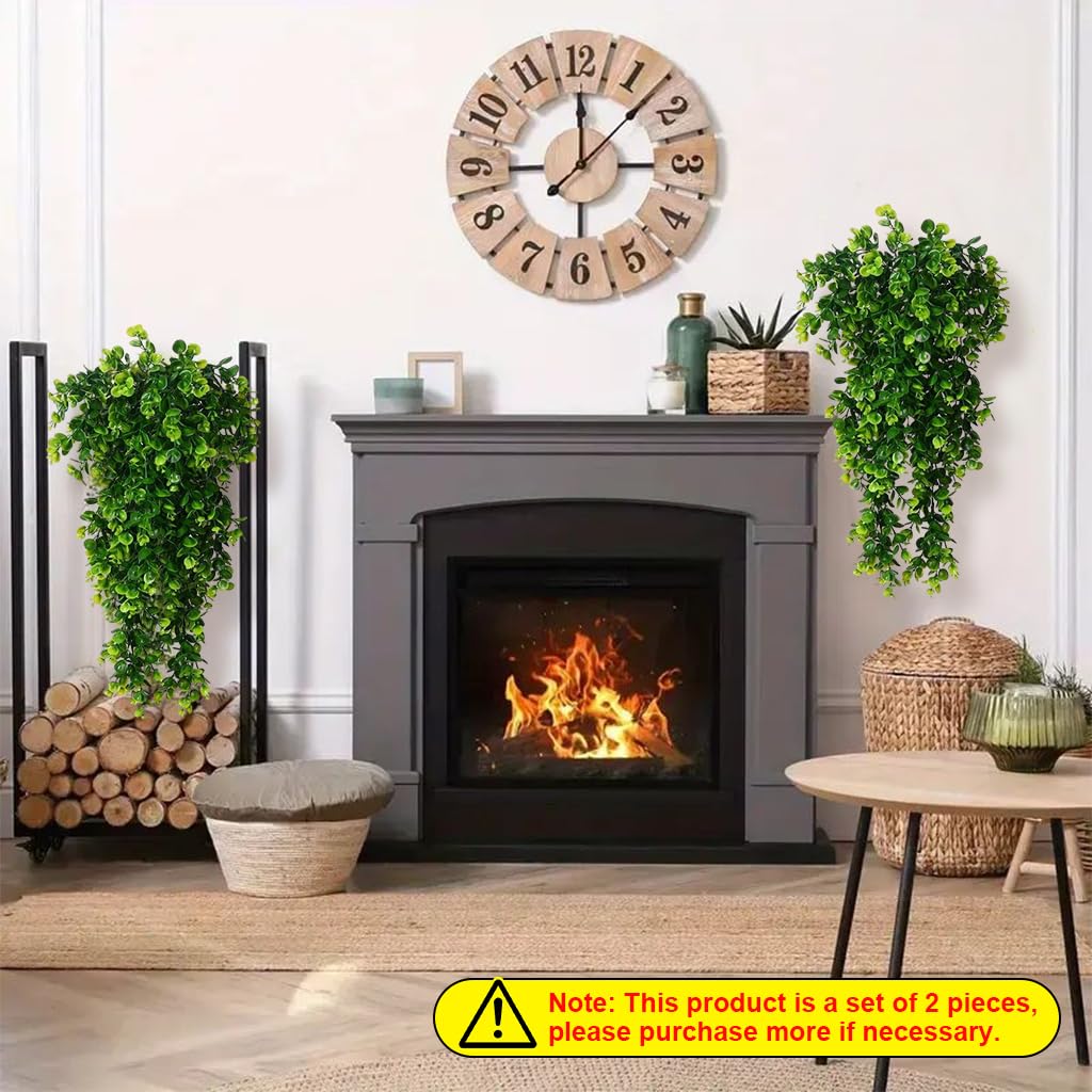 Supvox Artificial Hanging Eucalyptus Vine for Home and Garden Decor with 31.4 in Plastic Leaves | Realistic Evergreen Look