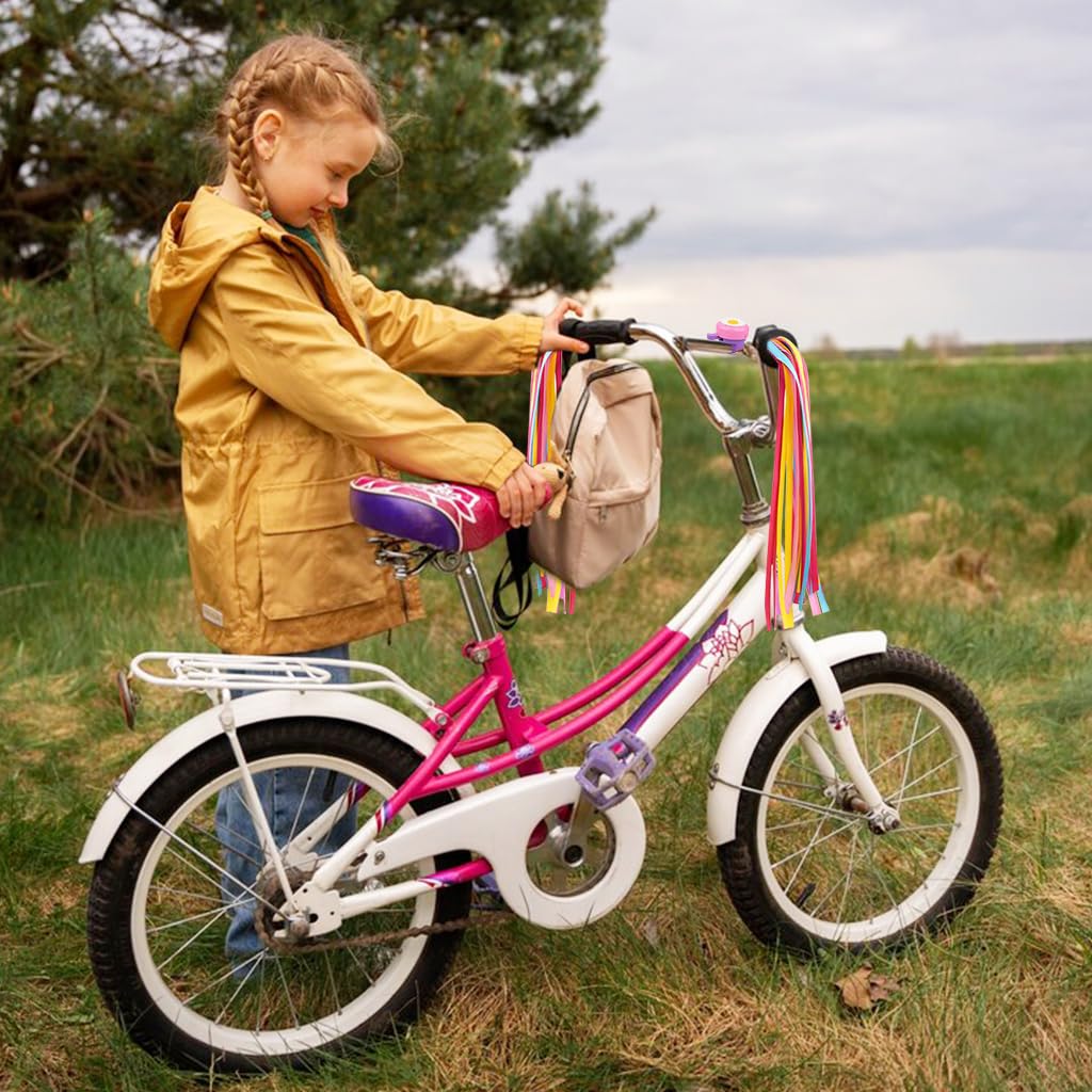 Proberos Kids Bike Bell for Bicycles and Scooters with Pink Daisy Flower and 2PCS Tassels