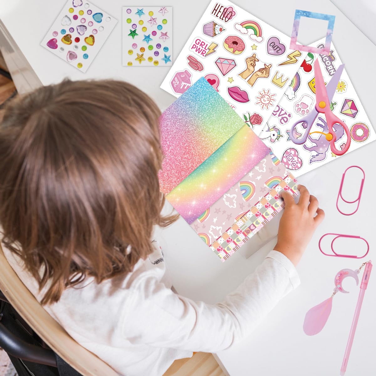 PatPat DIY Scrapbook Kit for Girls featuring 150 pcs Unicorn Theme Supplies | Creative Journal Gift Set