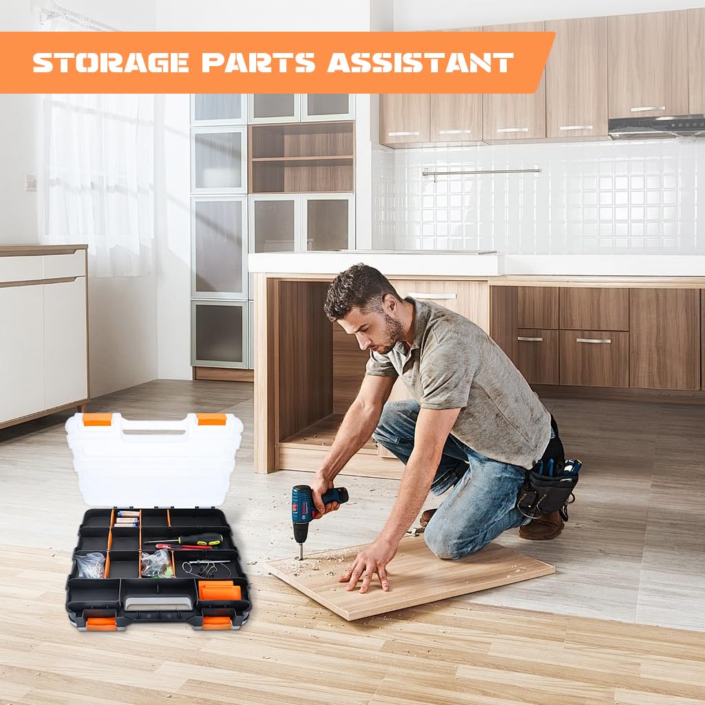 Serplex Tool Storage Case with 34 Compartments and Safety Locks featuring Transparent Double-Sided PP Design