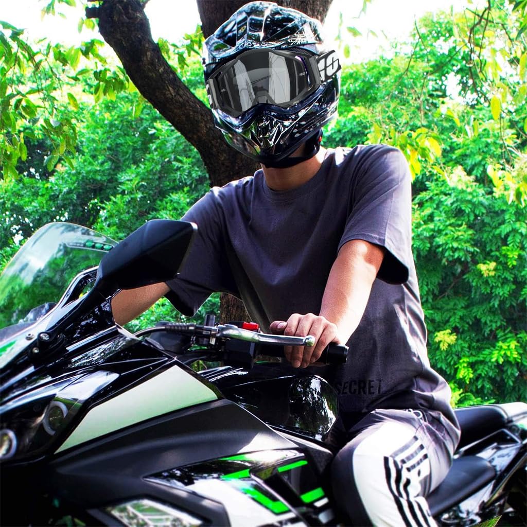 Proberos Motorcycle Goggles for Riding with UV Protective Lens and Adjustable Headband | Grey Unisex Windproof Eyewear