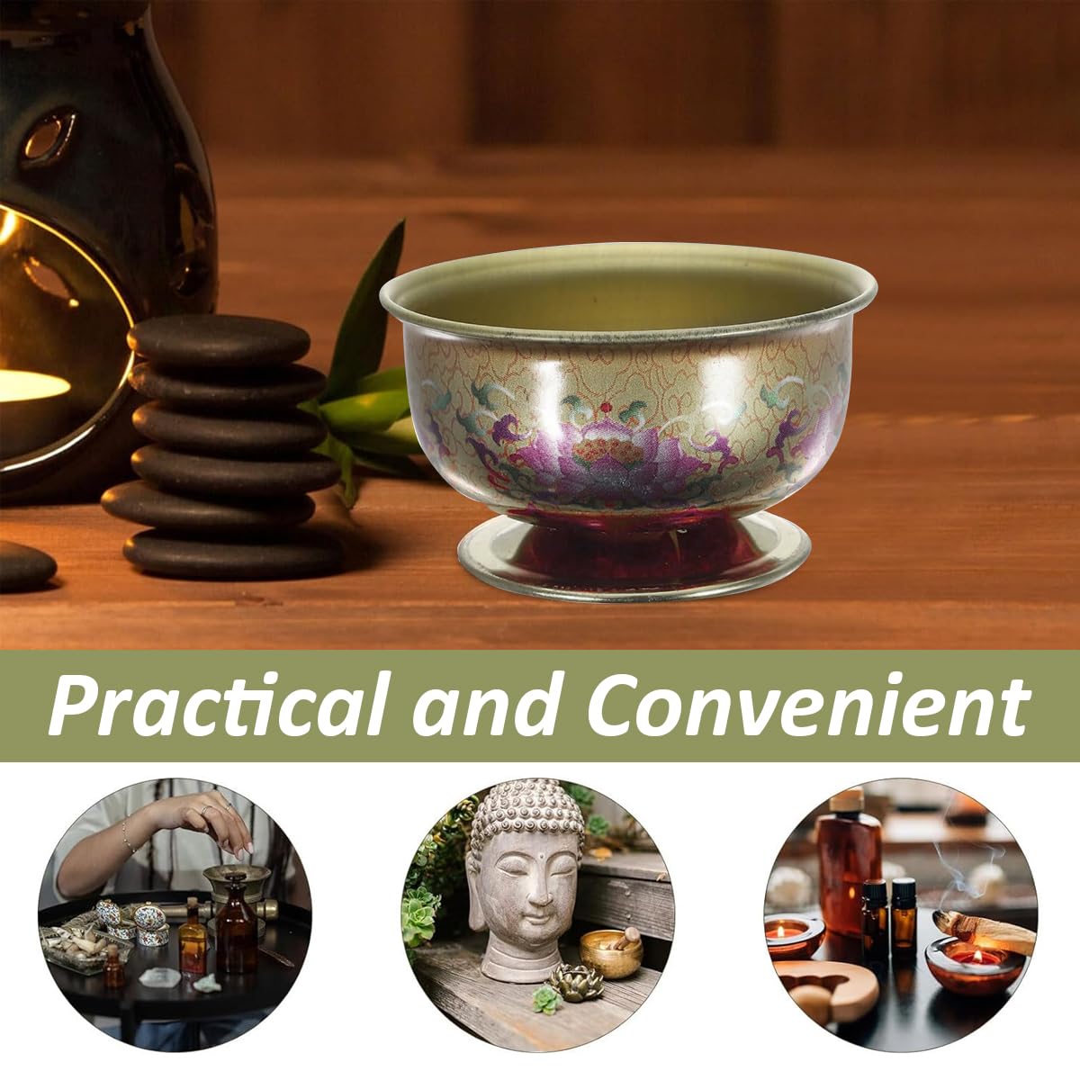 HASTHIP Diwali Decorative Bowls Set for Festive Decor with Lotus Holders & Golden Alloy Finish