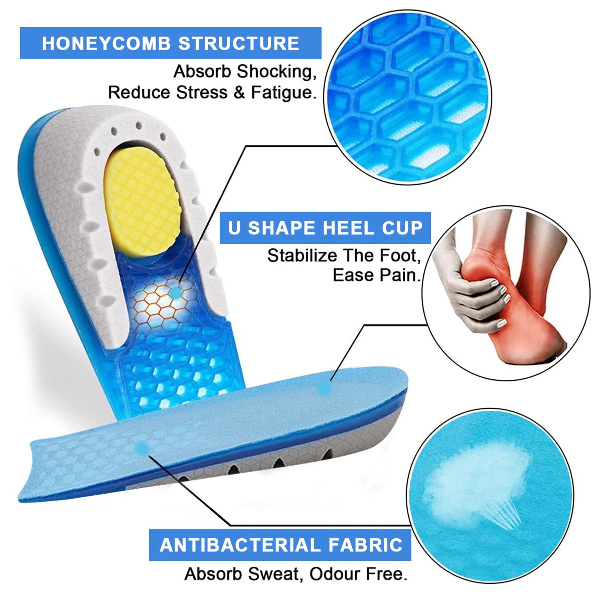 MAYCREATE® Heel Lift Inserts Silicone Heel Cup Pads, Heel Cushions with Massaging Gel Cushion Insert for Heel Ankle Pain Heel Spurs for Women&Men, 0.59Inch