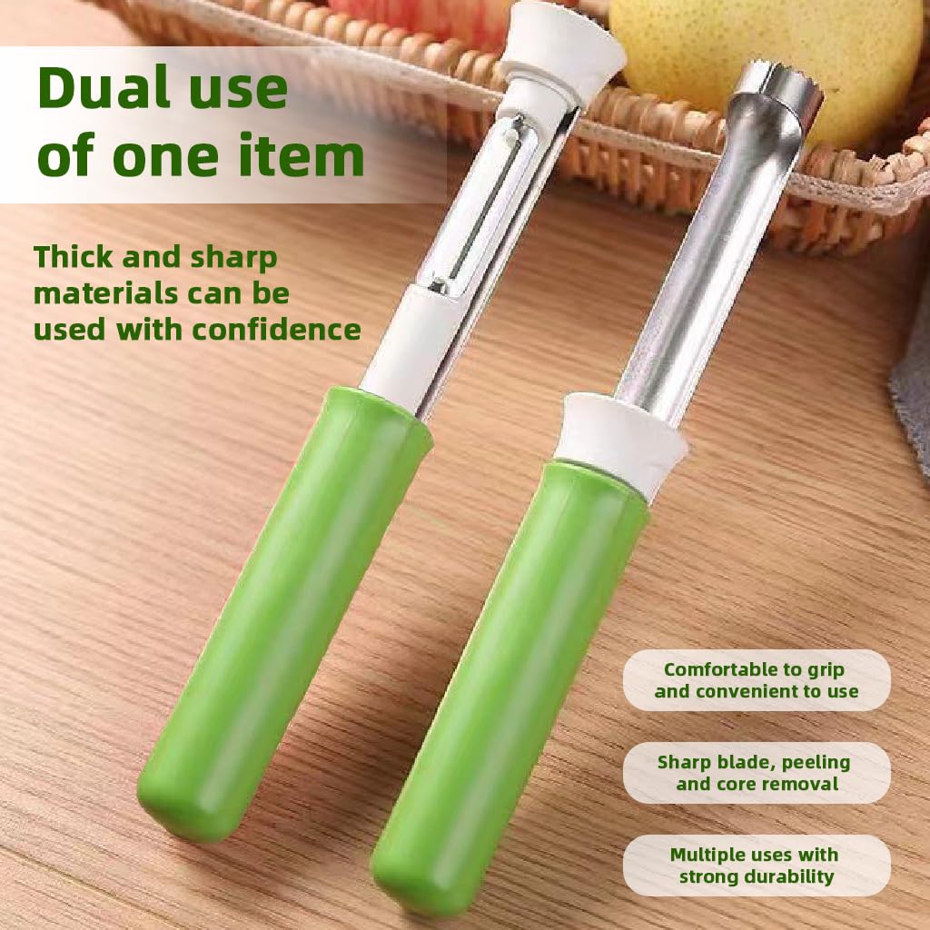 ZIBUYU Fruit Corer and Peeler for Apples and Pears with Serrated Teeth | 2Pcs Stainless Steel Retractable Tool