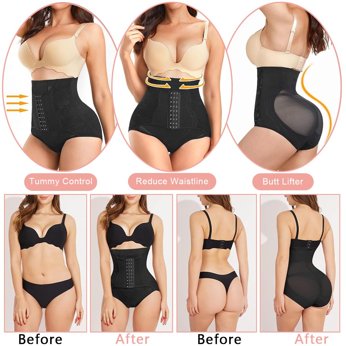 PALAY® Tummy Control Panties for Women Shapewear Butt Lifter Short High Waist Trainer Body Shaper Corset Slimming Body Shaper Underwear, XXL