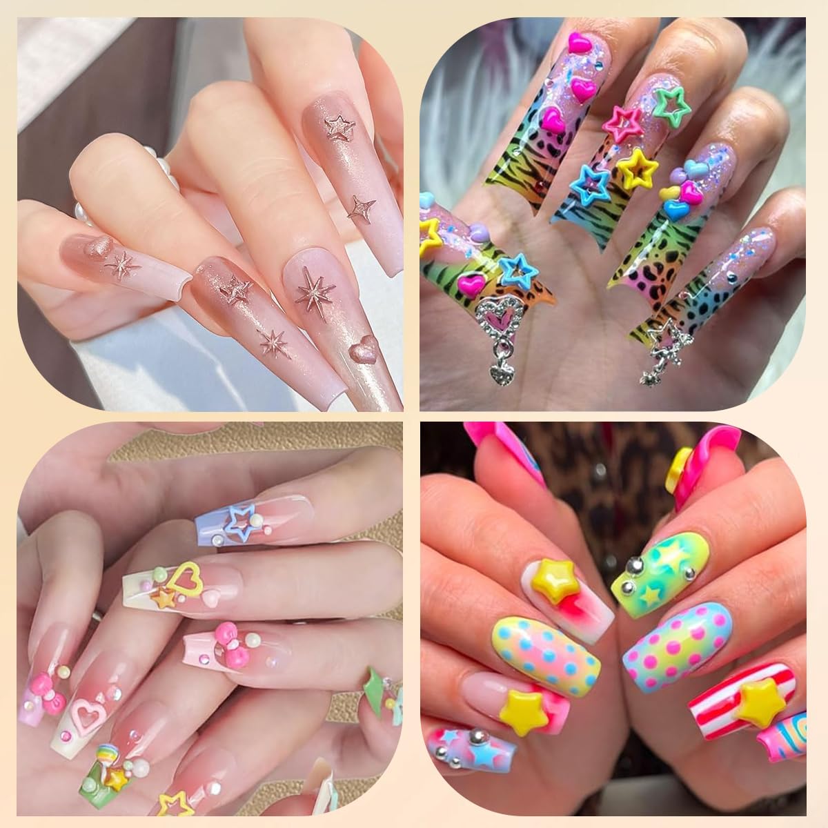 MAYCREATE Silicone Nail Molds for DIY 3D Nail Art with 59 Cavities | Flexible Resin Design