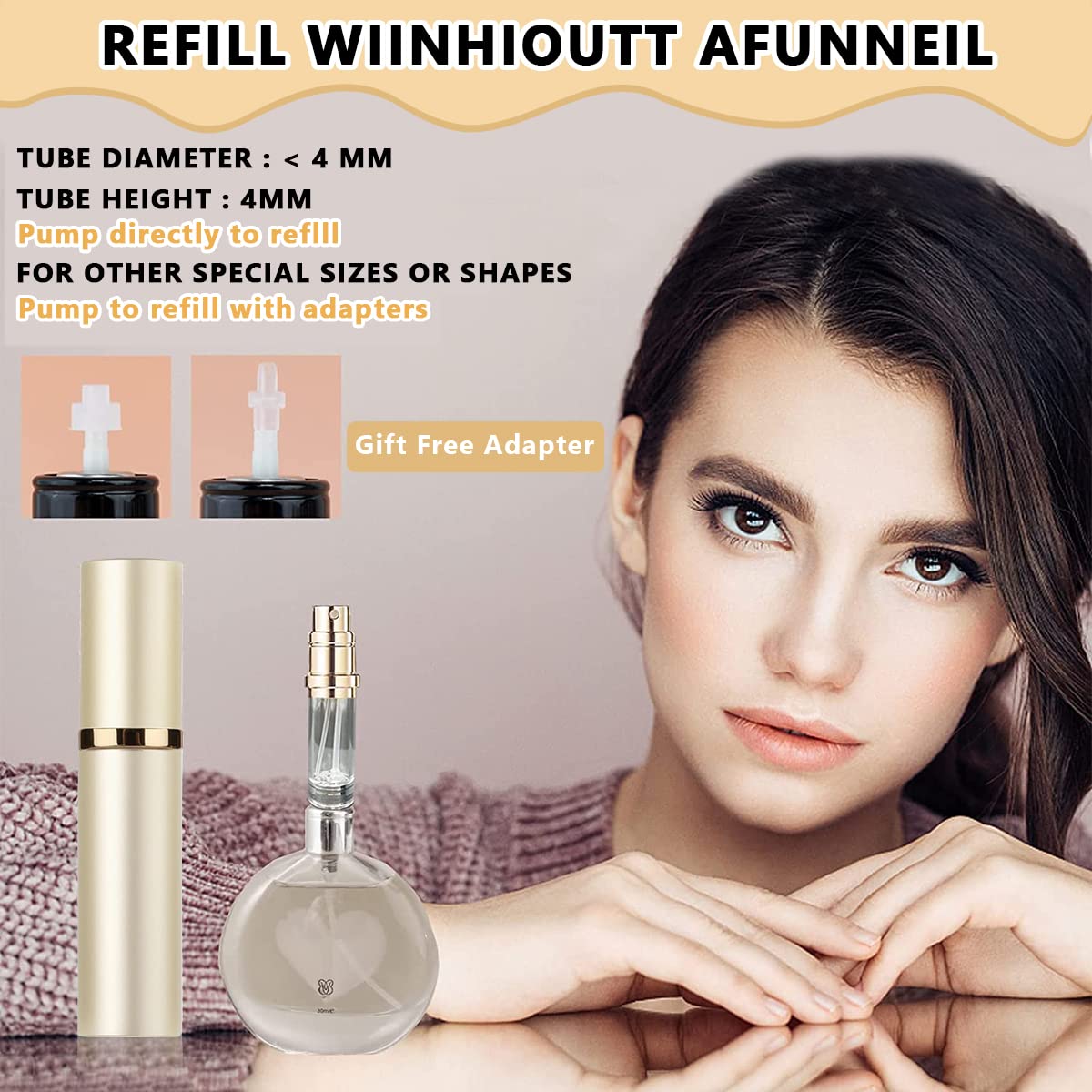 MAYCREATE Mini Travel Perfume Refill Bottle for Women and Men with Bottom Refill Design | 5ml Matte Metal Leakproof Atomiser
