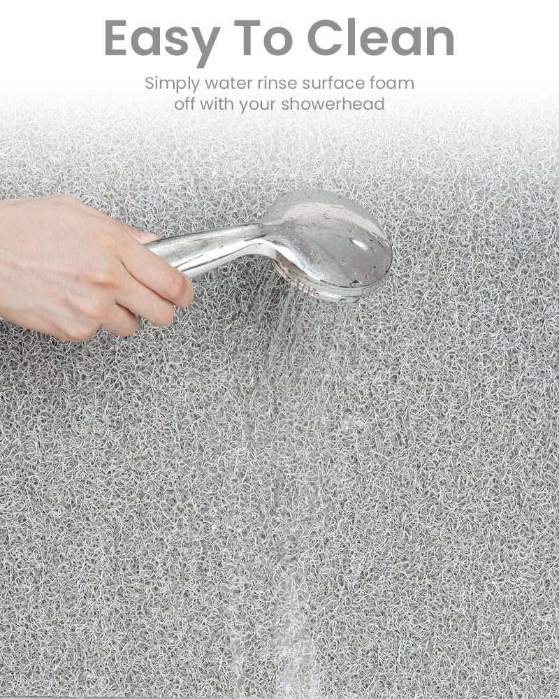 Supvox Shower Mat for Tub and Bathroom featuring Drain Holes and Quick Dry 23.6 x 23.6 in PVC Loofah | Safe Non Slip Bath Mat