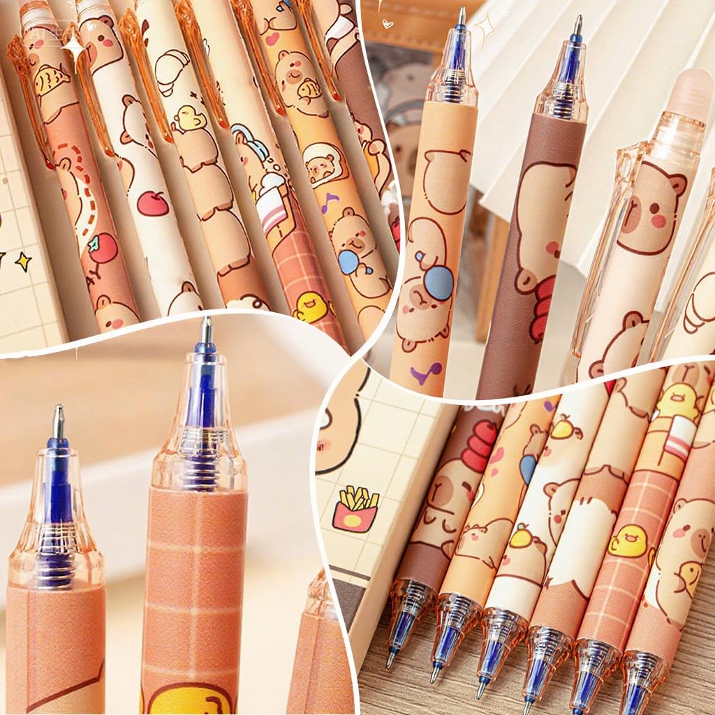 Climberty Erasable Gel Pens Set for Students with Click Design and Rubber Eraser Cap | 6Pcs Blue Ink