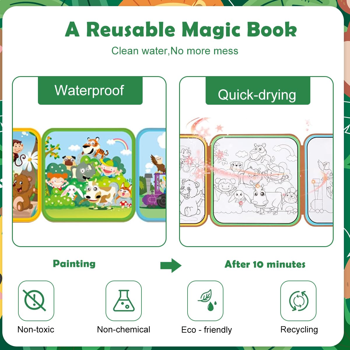 SNOWIE SOFT Kids Coloring Book for Toddlers with Water Brush and Travel Friendly Pages | Safe Non Toxic Creative Learning Gift