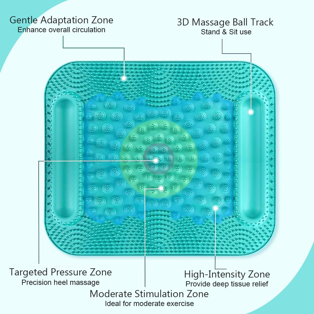 HANNEA Foot Massager for Pain Relief with Dual Roller Balls and 5 Zones 16x19 in TPR Mat | Green