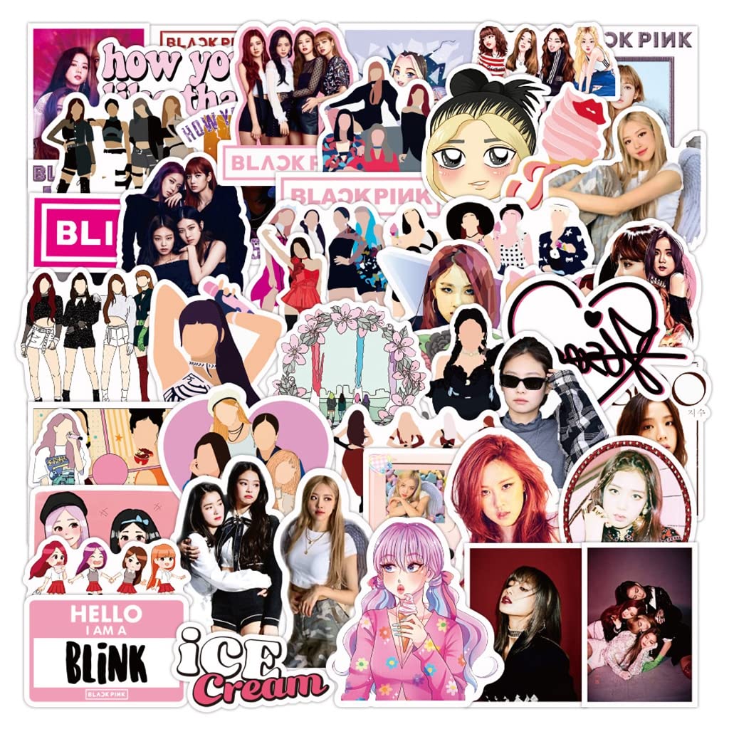 HASTHIP® 100Pcs Blackpink Sticker Figures Set - Cool Fashionable Decorative Stickers for Sketchbook, Music Album, Laptop, and More! Perfect Gift for Blackpink Fans