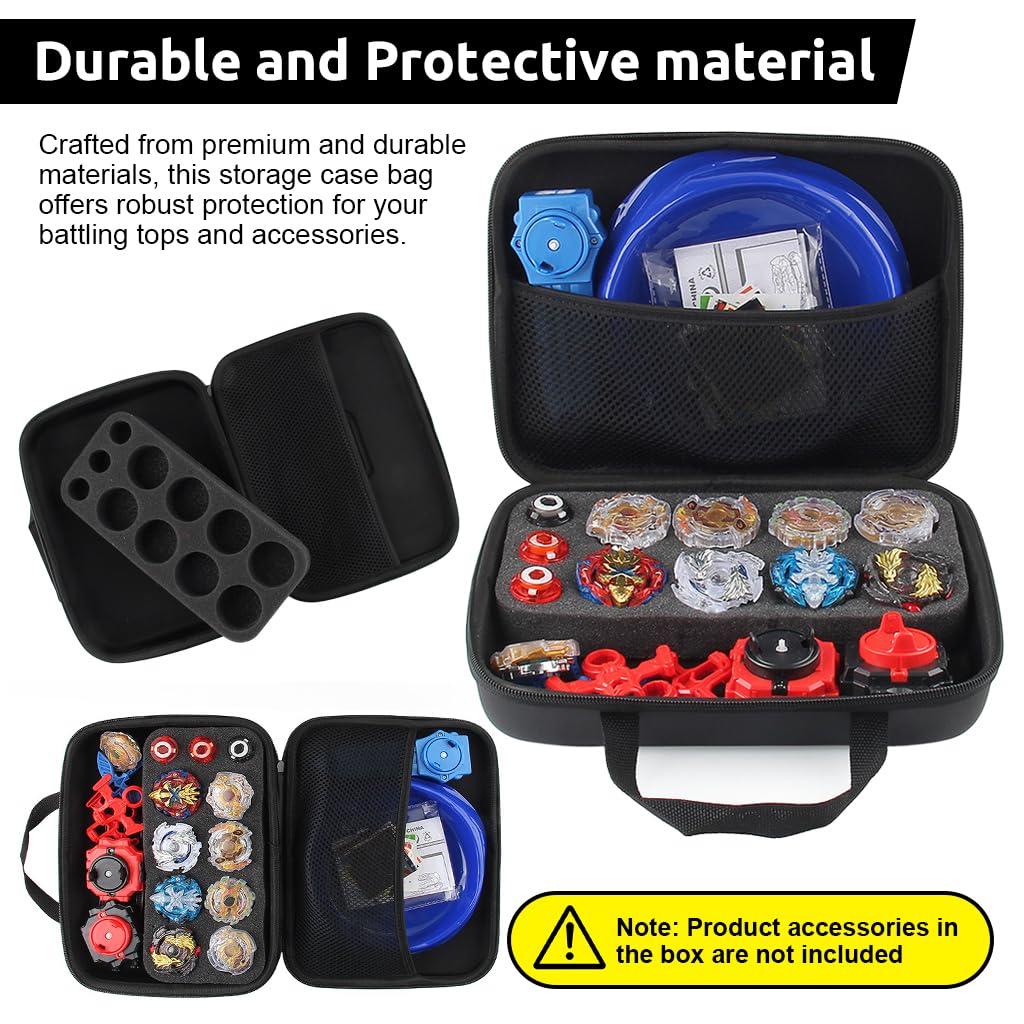 PATPAT Battling Tops Toys Storage Case for Travel and Organization featuring EVA Foam Holder and Mesh Pocket 28.5x22x6cm