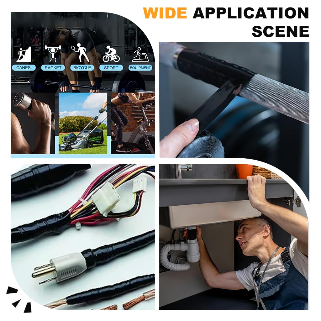 PROBEROS Multipurpose Fusion Grip Tape 2.5 cm x 3 m for Plumbing and Electrical Repair | Self-Fusing Silicone Heat-Resistant Wrap