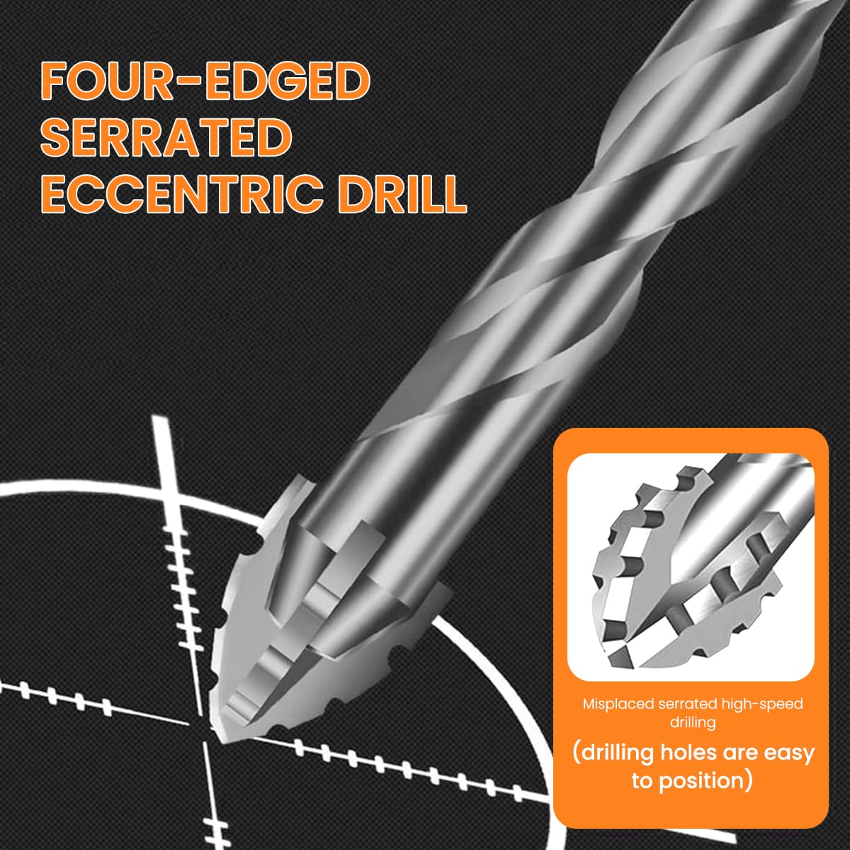 Serplex Drill Bits for Ceramic Tiles Glass and Concrete featuring 7Pcs 4-Edge Sawtooth Design