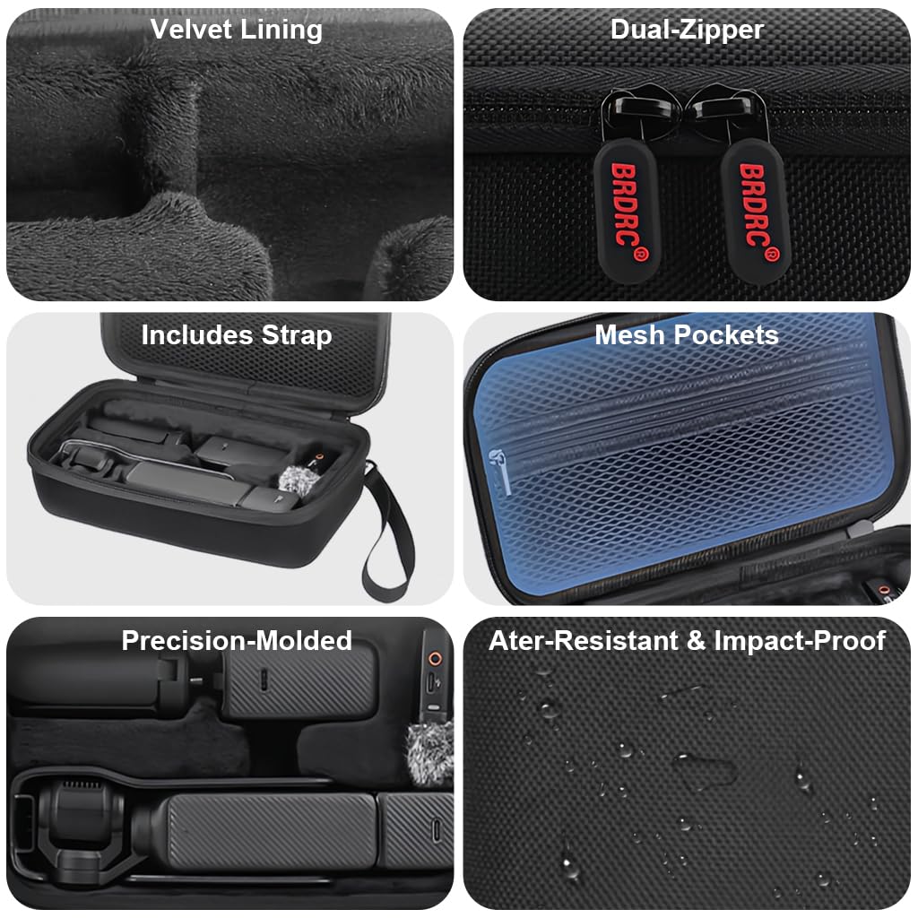 ZORBES Osmo Pocket 3 Case for Travel with EVA Hard Shell and Soft Plush Lining | Portable Storage Bag