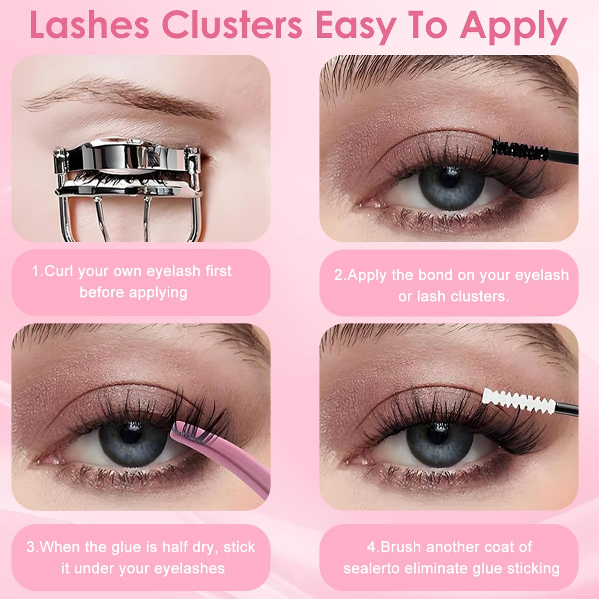 MAYCREATE Lash Clusters for DIY Extensions with 540PCS D Curl Set featuring Ultra Thin Band | Natural Wispy Volume