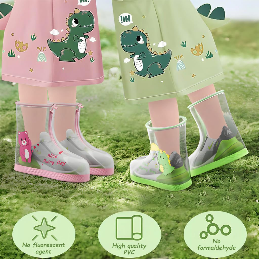 SNOWIE SOFT Clear Shoe Cover for Rain with Zip Up Anti Slip PVC Design | 23.5cm Kids Boys