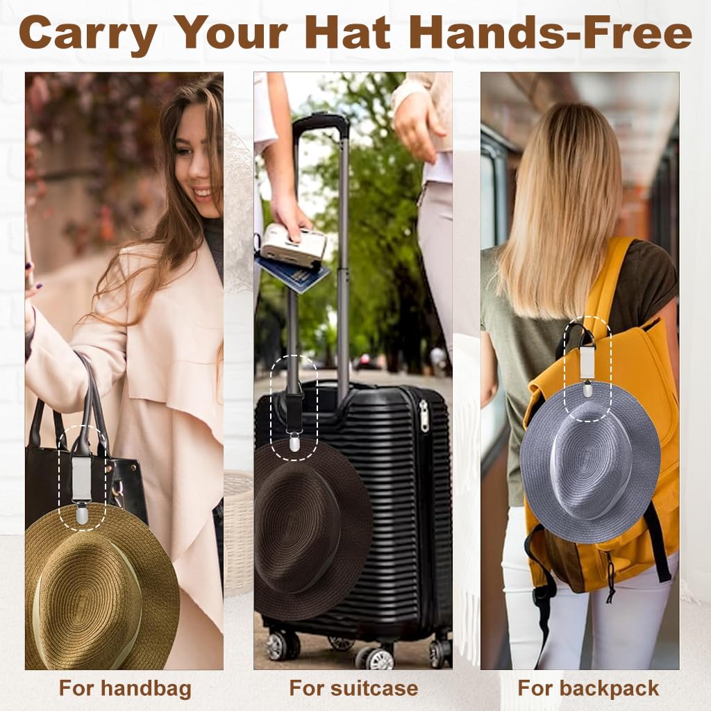 ZIBUYU Hat Retainer Clips for Bags featuring Quick Release Clasp Set of 4 | Traceless Hold