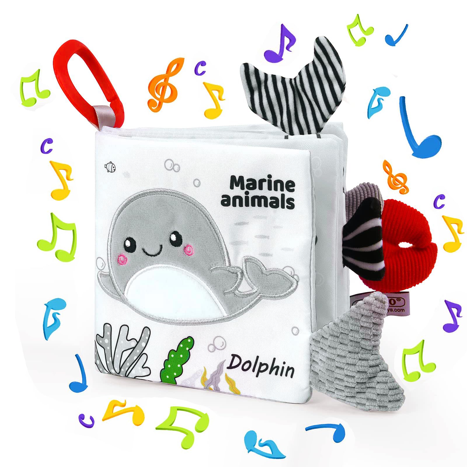 SNOWIE SOFT  Dimensional Cartoon Baby Cloth Book, Stroller Hanging Toy, Car Seat Toys Cradle Hanging Toy Sensory Book Toy for Baby Toddler 3-6 Months (Multicolour, Animal Kingdom)