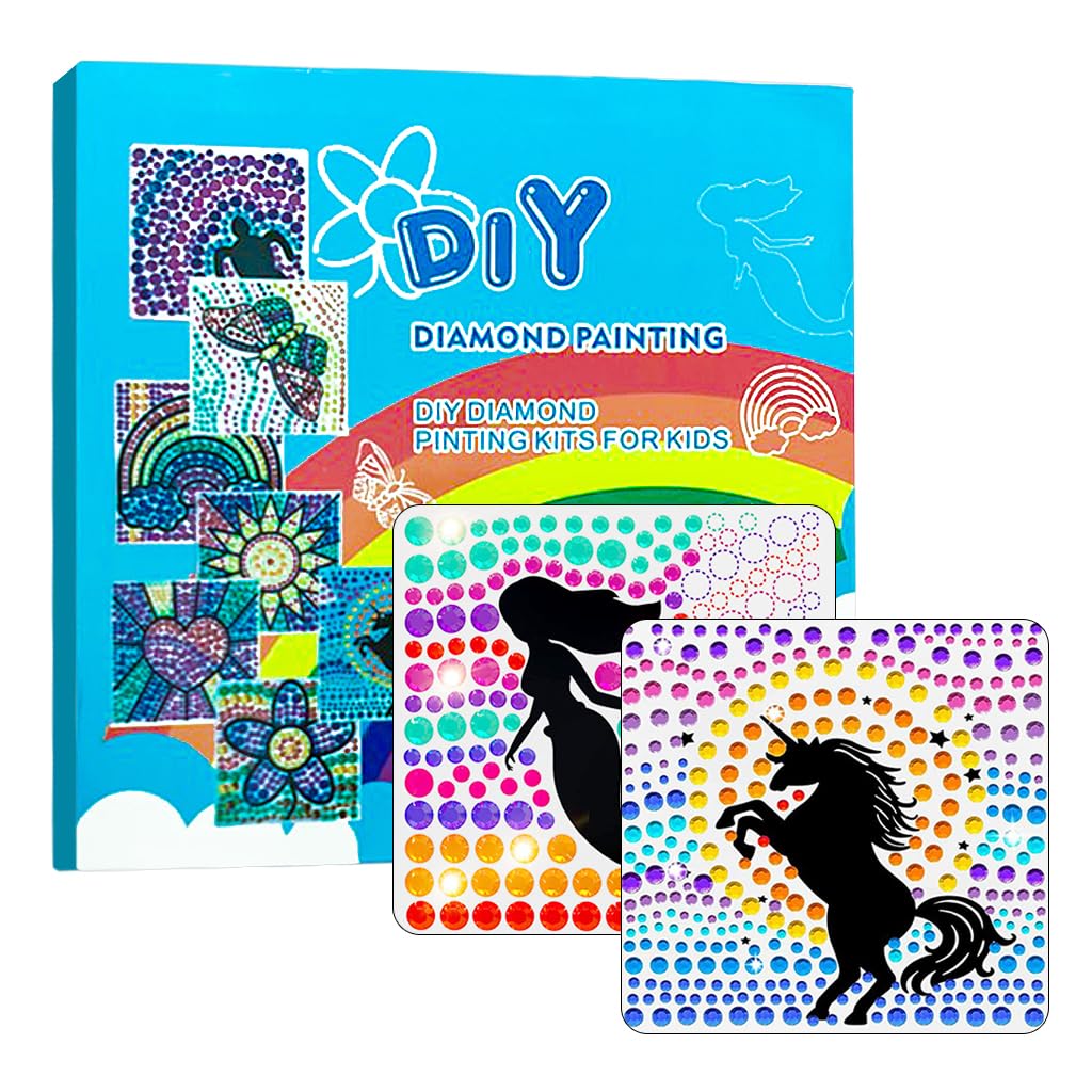 HASTHIP Diamond Painting Kits for Kids with Mermaid and Unicorn Cards 6in x 6in | Fun DIY Art Set